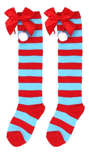 3 Pares Calcetines Hasta El Muslo De Navidad De La Niña