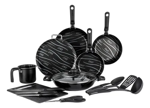 Batería De Cocina Con Antiadherente Ekco Basics 15 Piezas Negro