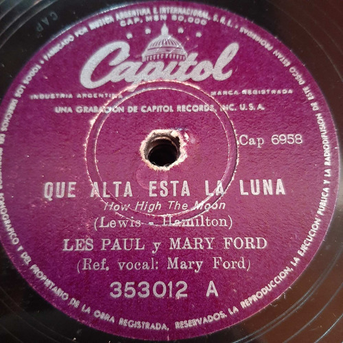 Pasta Les Paul Y Mary Ford Capitol C433