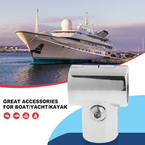 3 Acero Inoxidable Bow \u0026 Boat Hand Rail 90 Degree Tee
