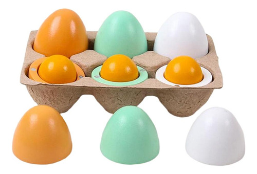 6x Huevos De Madera Educación Temprana Cocina Juegos De