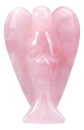 Jovivi Figura De Angel De Cristal De Cuarzo Rosa, Piedra Pre