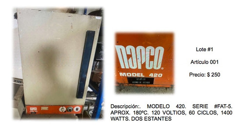 Horno De Secado Napco 420