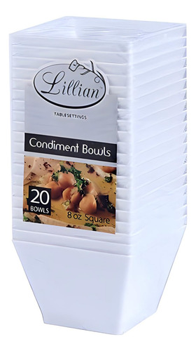 Vajilla Rectangular De Plástico 20 Cuencos Fiesta 100 Ml Per