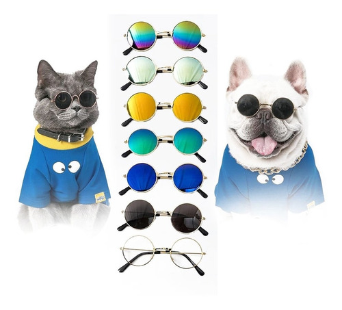 Gafas Redondas Para Macotas Gato Y Perro Lentes Disfraz