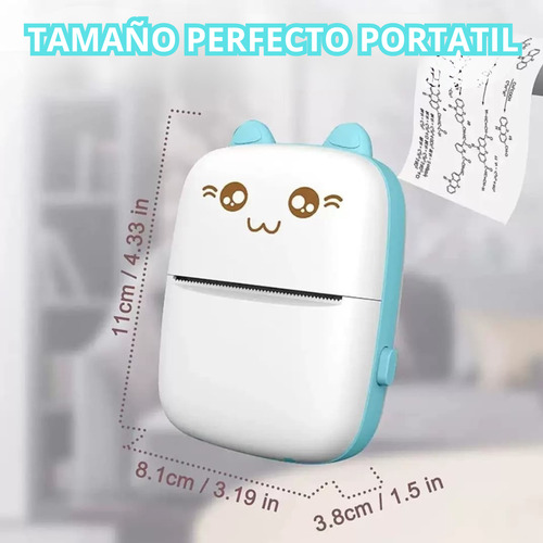 Mini Impresora + 3 Rollos Color Térmico Bluetooth Portátil Rosa