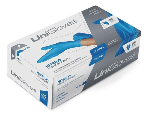 Luva Nitrila Azul Unigloves P/ Procedimento - 100 Unidades