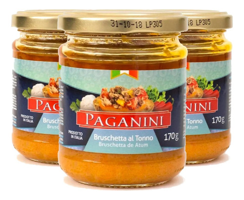 Antepasto Paganini Bruschetta Atum 170g (3 Vidros)