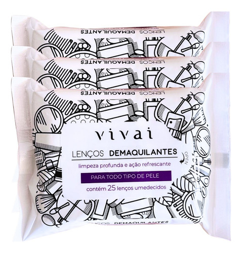 Lenço Demaquilante Vivai 25 Lenços Remove A Maquiagem