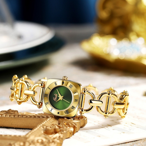 Oro Con Placa Blanca - Reloj Gedi Vintage De Aleación Y Cuar