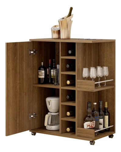 Mueble Bar Con Rueda Multifuncional 60x38x83cm