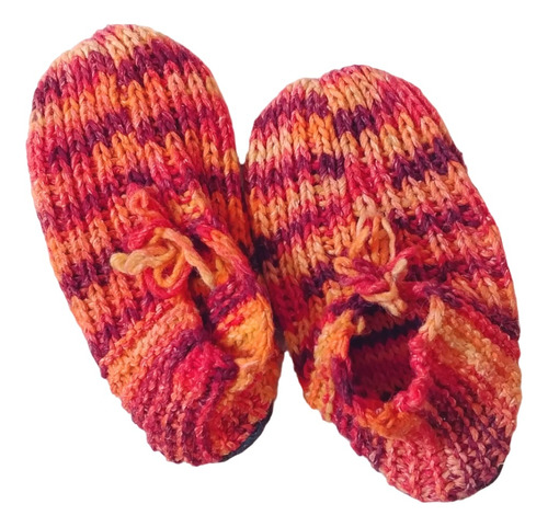 Pantuflas Artesanales De Mujer De Lana Naranja Nuevas N.36