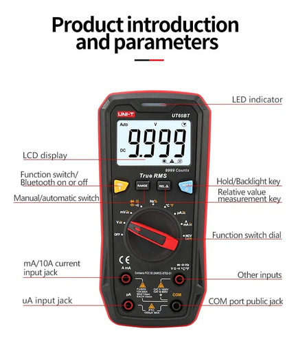 Ut60bt Multimetro Bluetooth 1000v 10a Ac-dc Ohm Comprobador