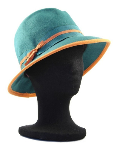 Sombrero Fedora Verde-naranja  Italianos Diseños Exclusivos