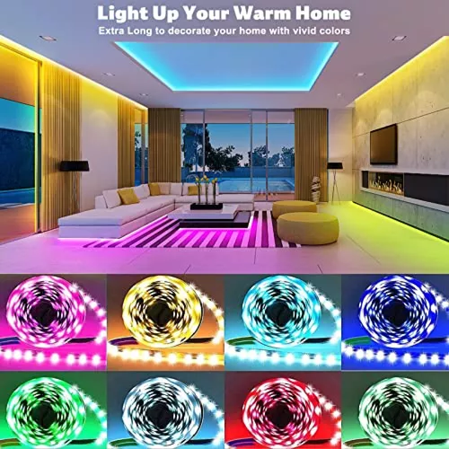  ZOZOO - Luces LED para dormitorio de 50 pies, tira de luces LED  inteligentes con aplicación Bluetooth y control remoto, luces LED RGB  sincronización de música con cambio de color para