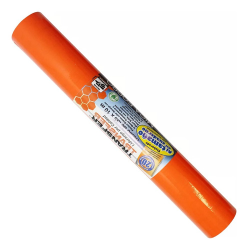 1 Rollo De Papel Contac Mica Adhesivo Transfer 35cm X 10m Naranja Brilloso