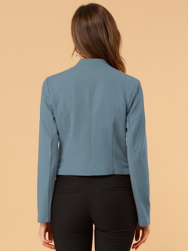 Chamarra Blazer Mujer Corta Casual Sin Cuello Traje Trabajo
