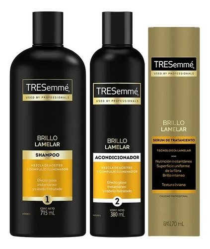 Kit Tresemmé Brillo Lamelar Con Shampoo/acondicionador/sérum