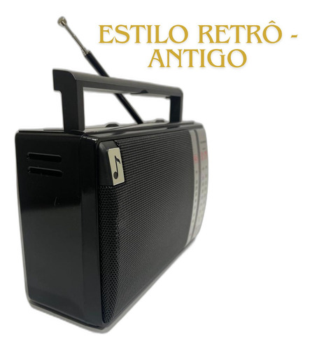 Radio Antigo Retro Bluetooth Am/fm Com Antena Potente Cabo De Energia Bateria Recarregável Usb Cartão