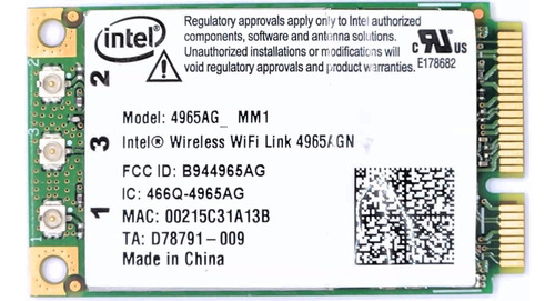 Tarjeta Wifi Mini Pci-e Intel 4965agn 802.11b/g/n 300 Mbps