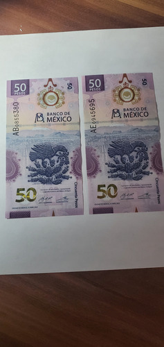 Billete 50 Pesos Ajolote Serie Ab Y Ae