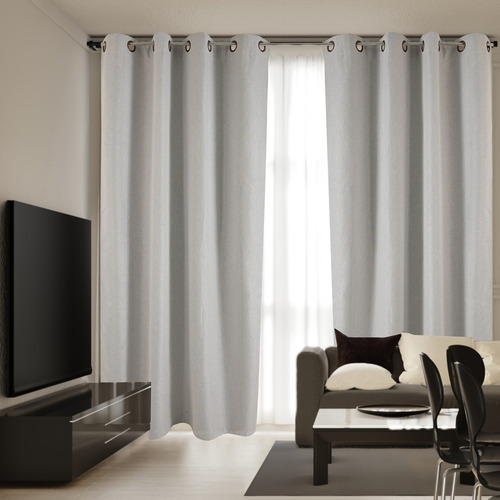 Cortinas 100% Blackout Largas 140x230cm Tres Capas Hogar Gris Haspeado