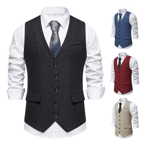 Chaleco Formal Casual De Negocios Para Hombre, Corte Ajustad