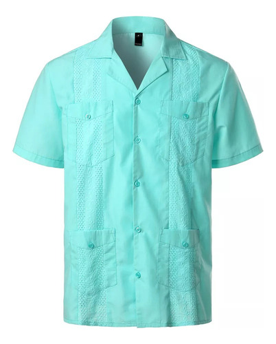 Camisa De Manga Corta Cuban Guayabera Para Hombre