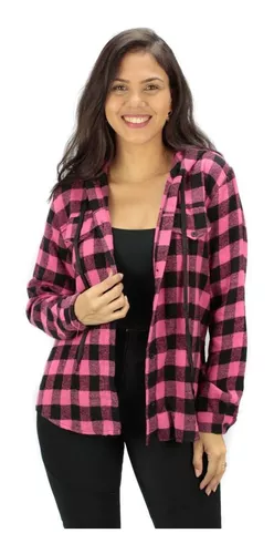 Camisa Rosa Xadrez Preto