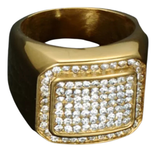 Anel Ouro 18k Cravejado Zirconia Hip Hop Mc Funk Lxbr A193