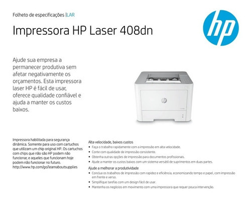 Impresora láser monocromo HP Laserjet M408dn de 110 V, 7uq75a, color blanco