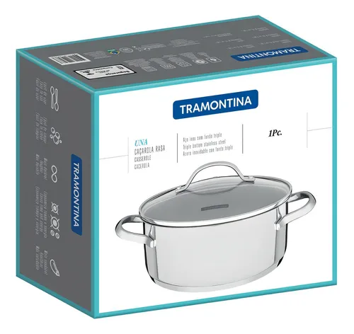 Cacerola Tramontina Acero Inoxidable Triple Fondo 20cm Una
