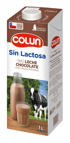 Leche Semidescremada Sin Lactosa Colun Sabor Chocolate 1 L