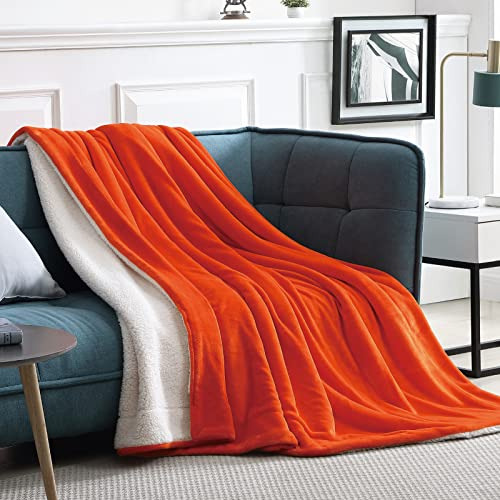 Manta Sherpa (tamaño De 50'x60' Pulgadas Color Naranja...