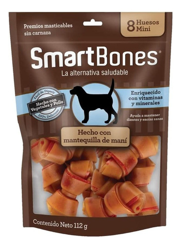 Smartbones Snack Para Perros Peanut Butter Mini 8pk 