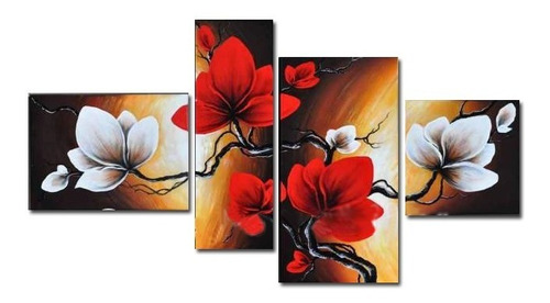 Cuadros Tripticos Modernos Florales Pintados A Mano Textura | Envío gratis