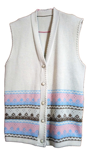 Chaleco Sweater De Lana Beige T52 Vintage (con Detalles)