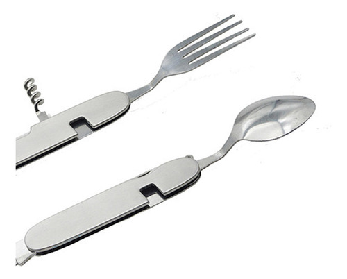 Utensilios De Acampada 5 En 1, Tenedor De Acero Inoxidable,