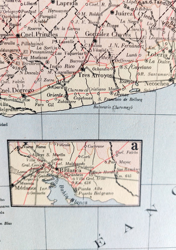 Mapa 1939 Ferrocarriles Buenos Aires Bahia Blanca Estaciones (Usado)