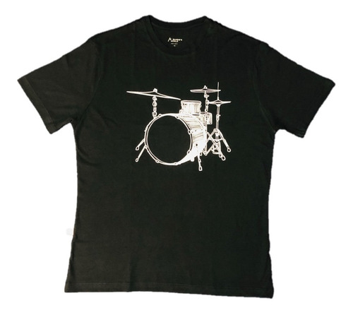 Imagem 2 de 3 de Camiseta Viscose De Bambu Preta Rock Bateria Bamboo World