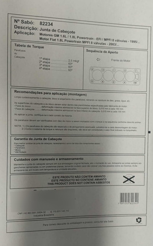 Empacadura Camara Chevrolet Corsa Sabó Original