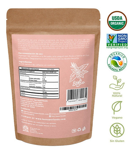 Corazones Hemp Orgánico 250grs