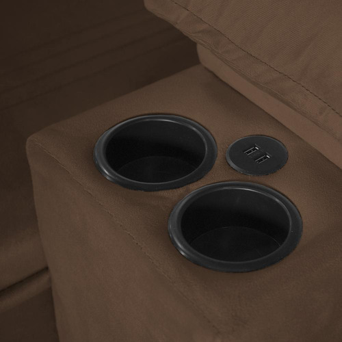 Sofá Retrátil Tesla 2,20m Usb E Porta Copo Suede Marrom