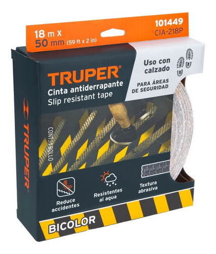 Cinta Antiderrapante Antideslizante Amarilla/negra Rollo 18m