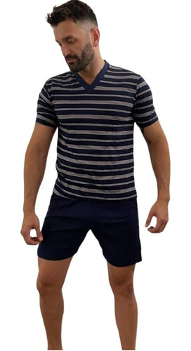 Pijama Clasico Hombre Verano Algodon Rayado Macys 999