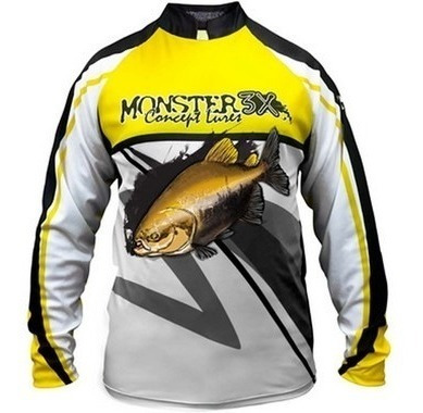 Camisa De Pesca Monster 3x Dry Sun New Fish 02 Proteção Uv 