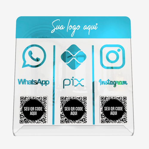 Placa Pix Instagram Qr Code Whatsapp Balcão Acrílico Transp