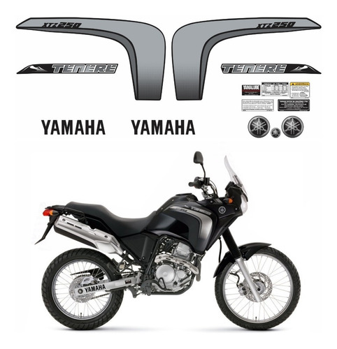 Kit Completo Adesivo Para Yamaha Tenere 250 2011 14335 Cor Cinza/PRETO