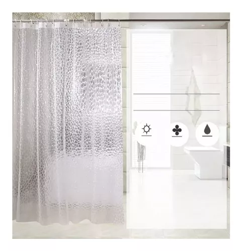 Cortina Forro De Baño Transparente Impermeable + 12 Argollas Color  TRANSPARENTE 3D