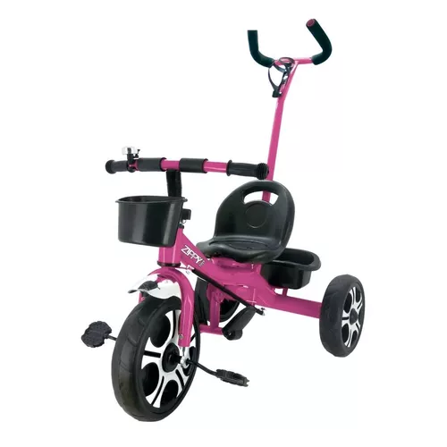 Triciclo Motoca Infantil Tico Tico Pets Rosa com Haste Removível